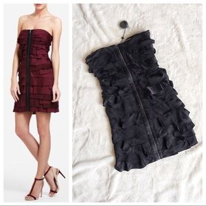 BCBG Max Azria Brandie Black Ruffle Zipper Dress